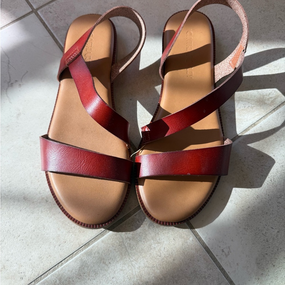 Cynthia Rowley Brown Leather Sandals with Ankle Strap